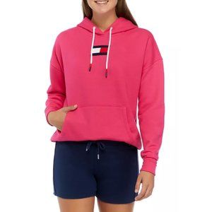MAGENTA PINK Tommy Hilfiger Women's Sport Athleisure Hoodie Sweatshirt in Size M